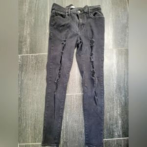 LEVIS 720 high rise Super skinny black ripped jeans